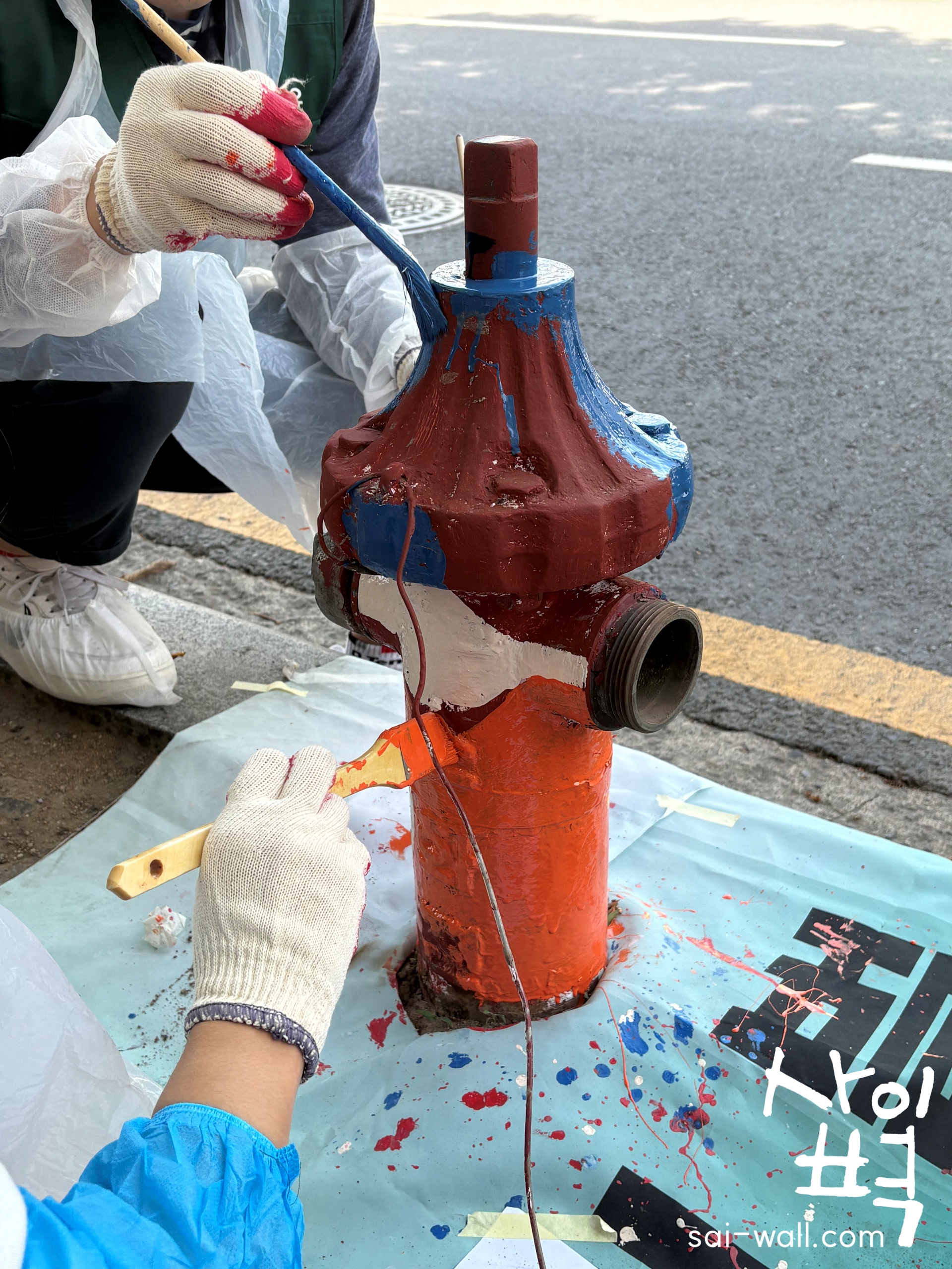 임직원 소화전 도색 봉사활동 벽화 시공 사진 2